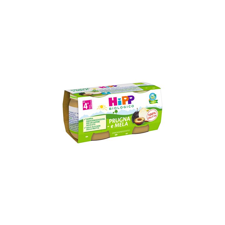 hipp bio omogeneizzato prugna e mela 2 x 80 g