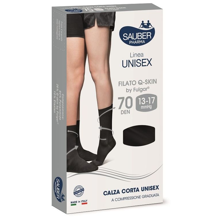 sauber pharma unisex qskin calza corta 70 nero large