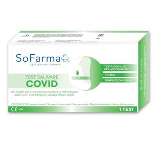 TEST ANTIGENICO RAPIDO COVID-19 SALIVARE AUTODIAGNOSTICO DETERMINAZIONE QUALITATIVA ANTIGENI SARS-COV-2 IN CAMPIONI SALIVARI MEDIANTE IMMUNOCROMATOGRAFIA SOFARMAPIU'