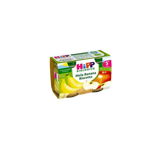 hipp-bio-omogeneizzato-mela-banana-biscotto-2x125-g