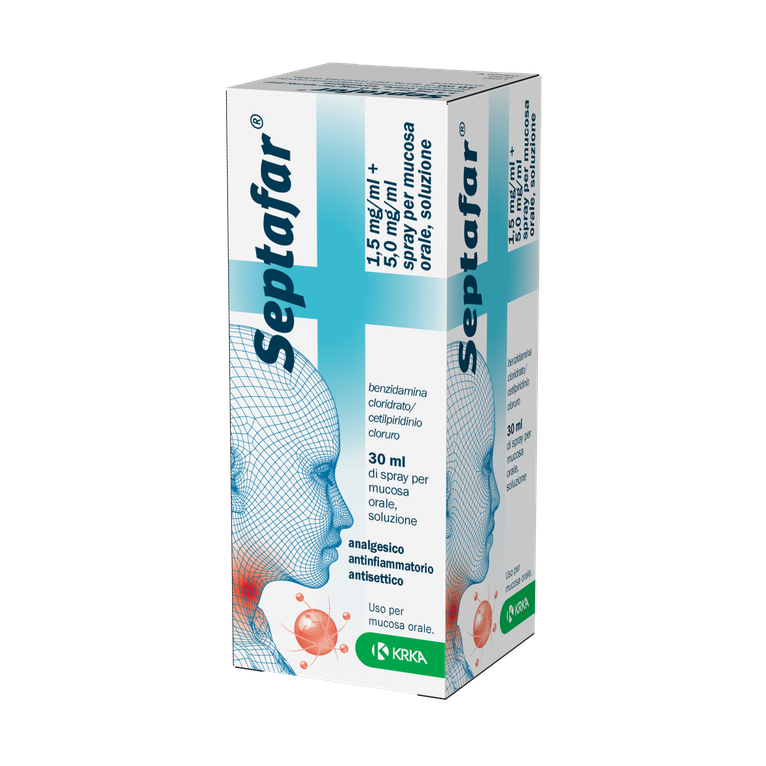septafar spray 1 flacone 30 ml 250 erogazioni 1,5 mg/ml + 5mg/ml