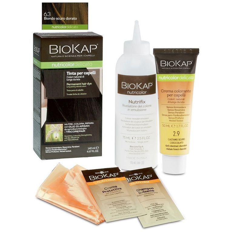 biokap nutricolor delicicato 6,30 biondo scuro dorato tintatubo + flacone