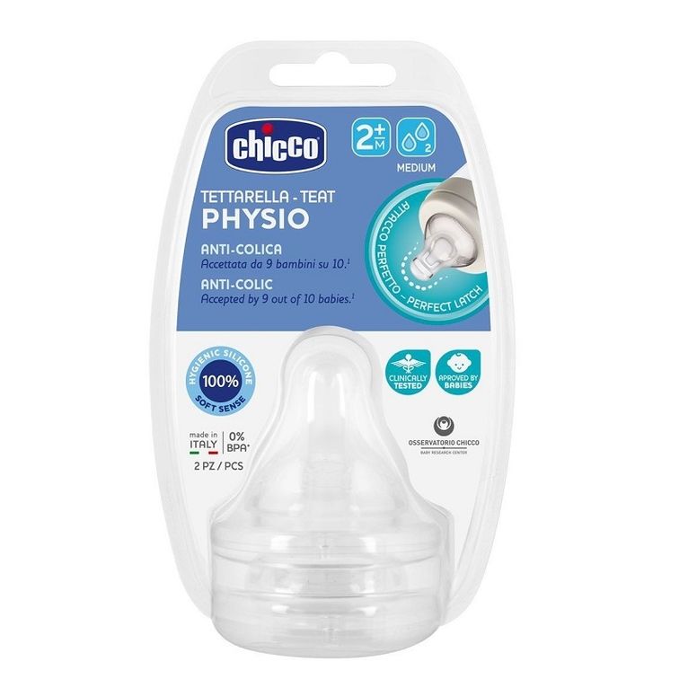 chicco tettarella perfect 5 2m in silicone 2 fori 2 pezzi