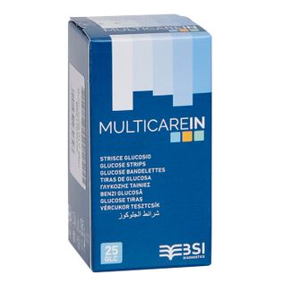 STRISCE MISURAZIONE GLICEMIA MULTICARE IN GLUCOSIO ELETTRODO25 PEZZI