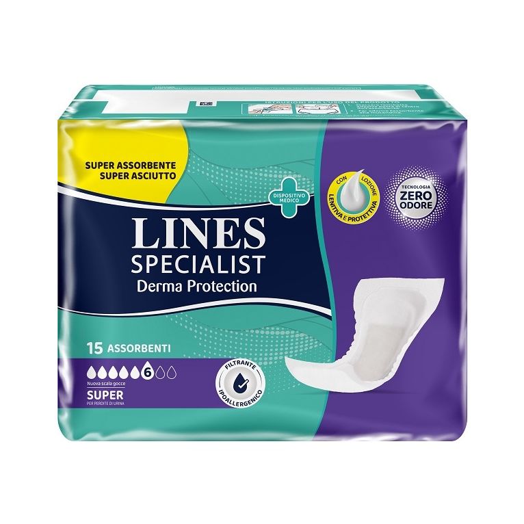 pannolone per incontinenza lines specialist derma protectionsagomato anatomico super 15 pezzi