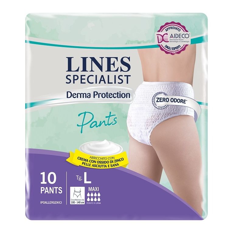 pannolone per incontinenza lines specialist derma pants maxil 10 pezzi