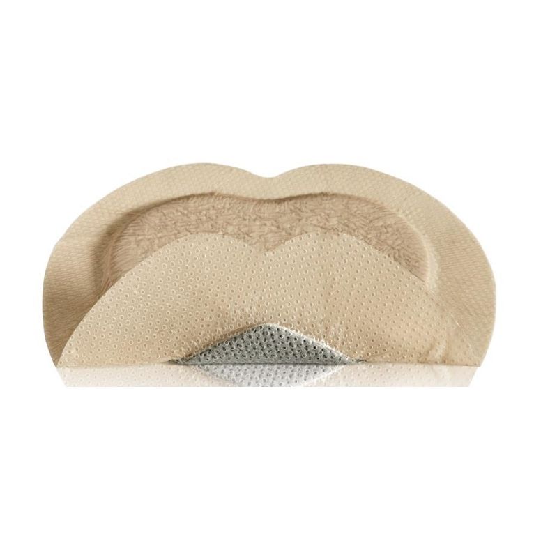 medicazione in schiuma di poliuretano mepilex border ag conformata per sacro con argento assorbente antimicrobica bordointegrato strato di contatto in silicone morbido 18x18 cm 5