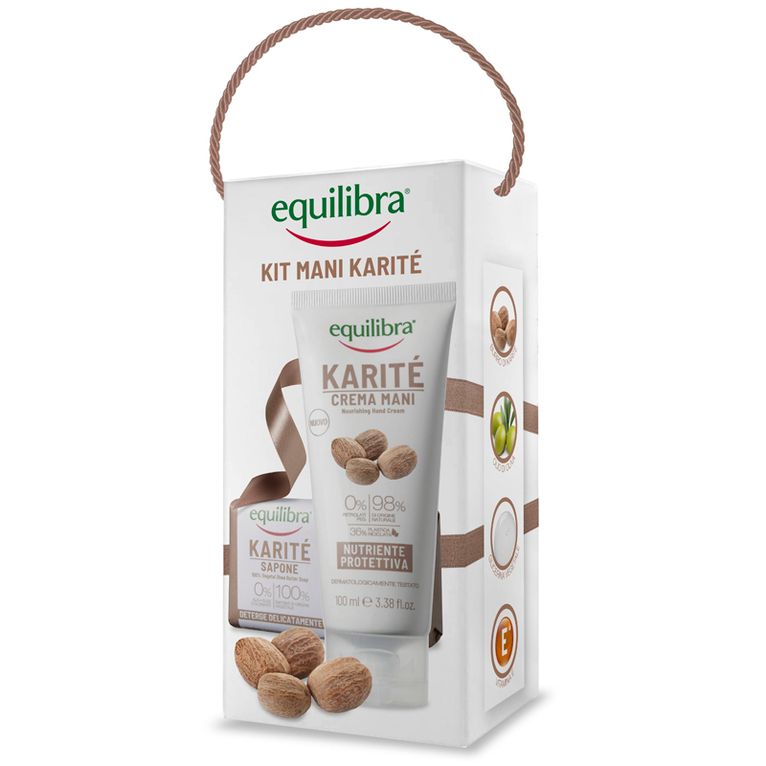 equilibra kit mani karite' 1 sapone 100% vegetale 100 g + 1crema mani 100 ml