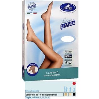 SAUBER COLLANT OPEN TOE MAGLIA MICRORETE 140 DEN COLORE NEROTAGLIA 2 LINEA CLASSICA