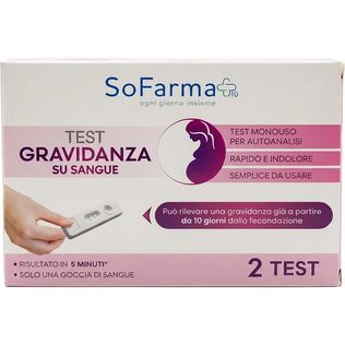 TEST GRAVIDANZA SU SANGUE SOFARMAPIU' AUTODIAGNOSTICO 2 PEZZI