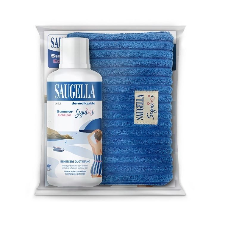 saugella mediterranea bundle dermoliquido 500 ml + gadget pochette