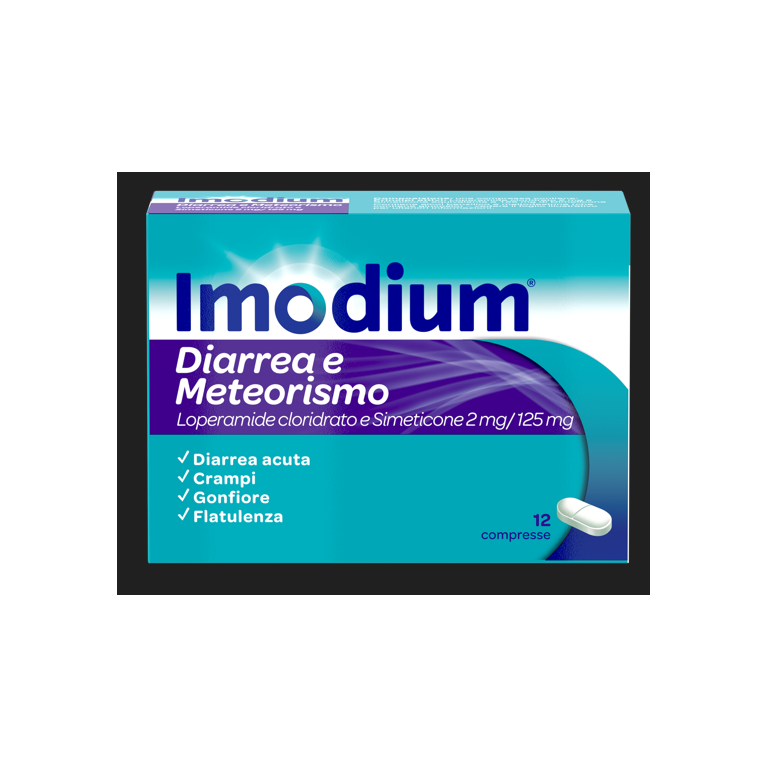 imodium diarrea e meteorismo 12 cpr 2 mg + 125 mg