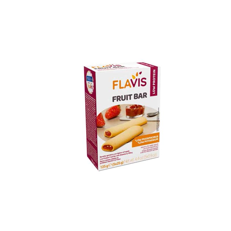 flavis fruit bar barretta aproteica con ripieno di fragola 5pezzi da 25 g