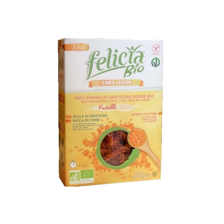 felicia bio fusilli di lenticchie rosse 250 g