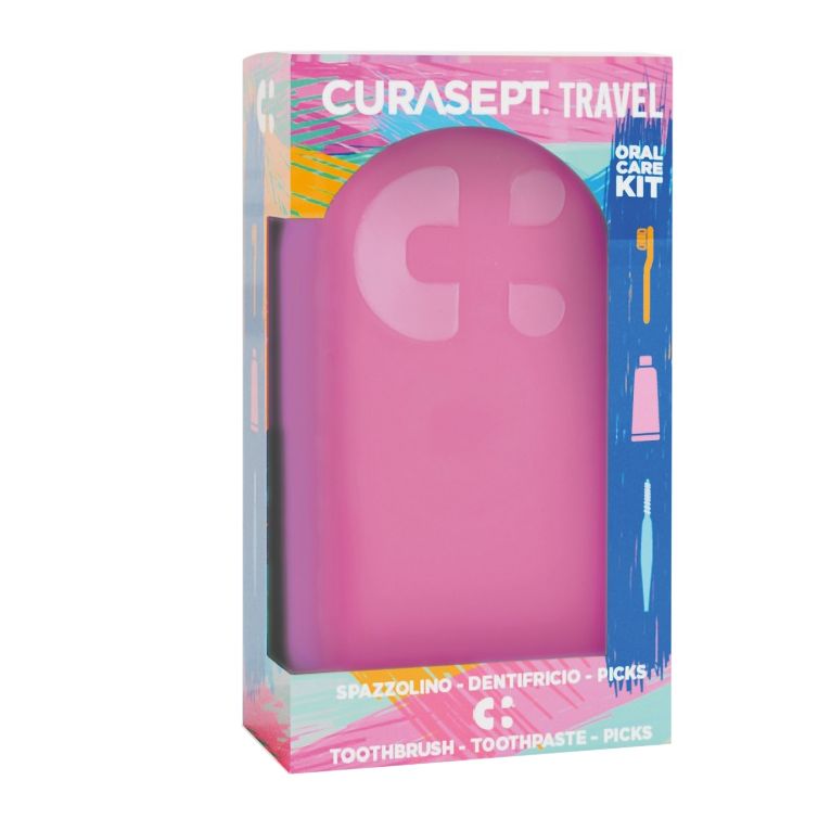 curasept travel fuxia 1 spazzolino + 1 dentifricio 20 ml + 3picks