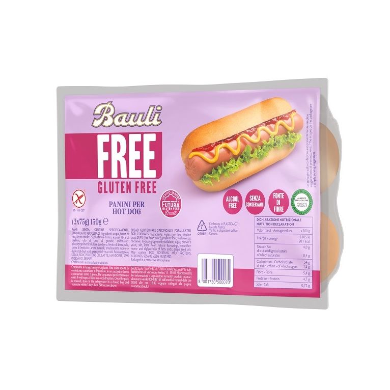 bauli free panini hot dog 2 pezzi da 75 g