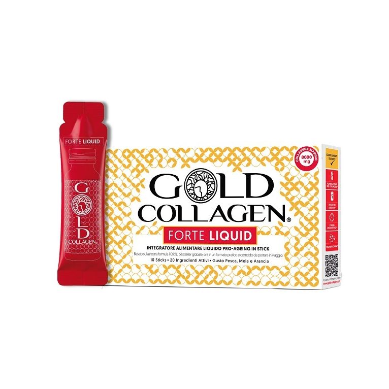 gold collagen forte liquid 10 sticks da 25 ml gusto pesca mela e arancia con edulcorante