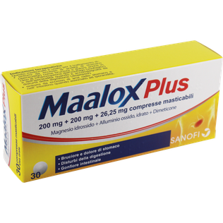 MAALOX PLUS 30 cpr mast 200 mg + 200 mg + 25 mg