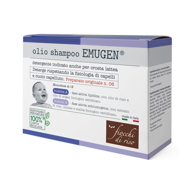 fiocchi di riso emugen olio shampoo ultradelicato 10 bustineda 1,5 ml + 10 bustine da 3 ml