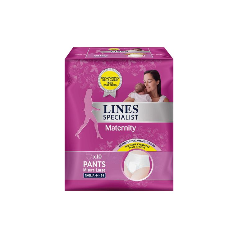 lines specialist maternity mutandina assorbente per perditepost parto misura large 10 pezzi