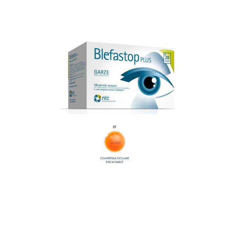 blefastop plus garza in cotone piegata con filo di bario 28salviette monouso + 1 compressa oculare riscaldabile