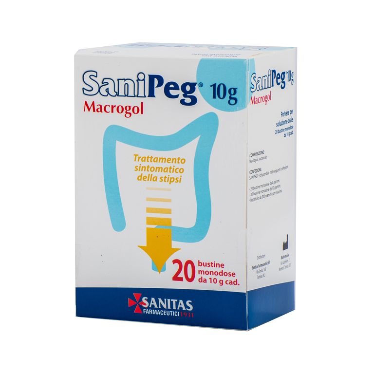 sanipeg macrogol polvere per soluzione orale 20 buste da 10g