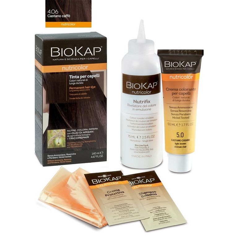 biokap nutricolor 4,06 new castano caffe' tinta tubo + flacone