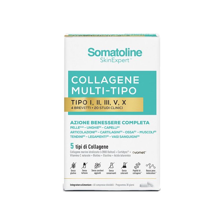 somatoline collagene multi tipo 60 compresse senza glutine senza lattosio senza zuccheri aggiunti