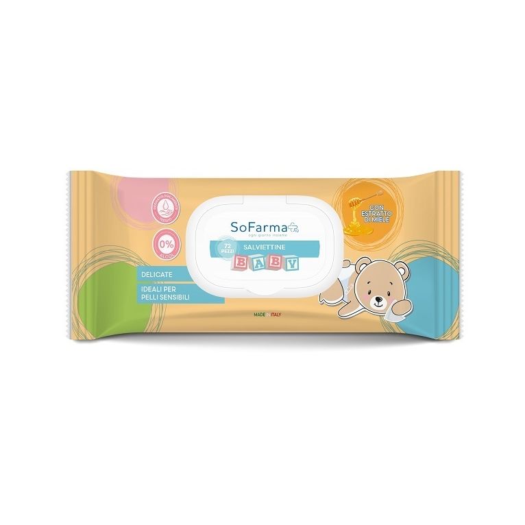 salviettine baby miele 72 pezzi sofarmapiu'