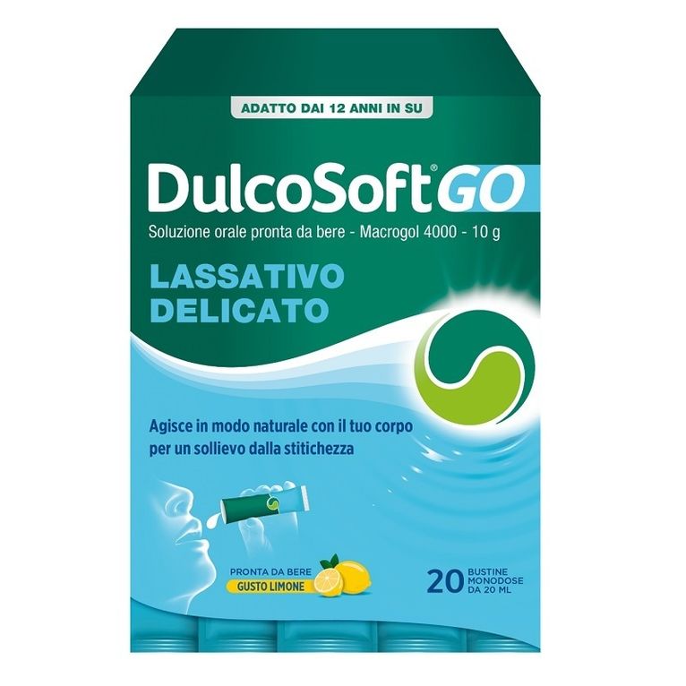 dulcosoft go 20 bustine da 20 ml gusto limone senza zuccherosenza glutine senza lattosio