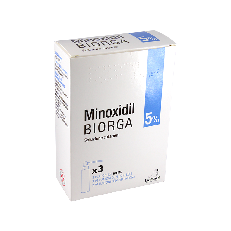 minoxidil biorga (gmm farma) soluz cutanea 3 flaconi 60 ml 5% con pompa spray e applicatore