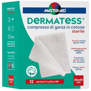 GARZA COMPRESSA DERMATESS IN COTONE 36X40CM 12 PEZZI