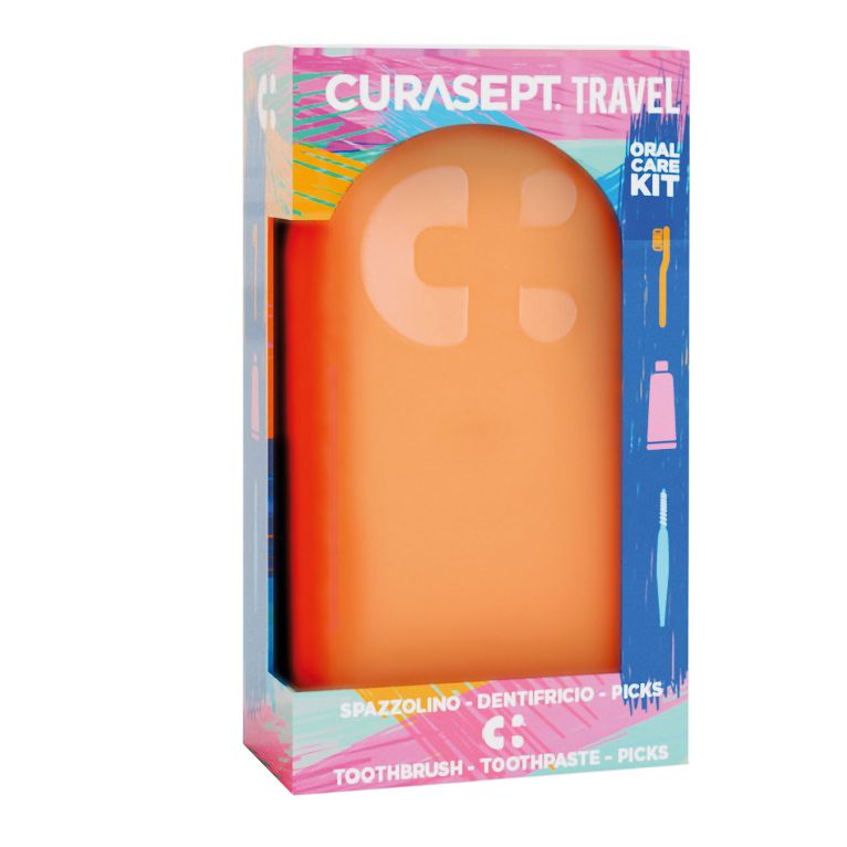 curasept travel arancio 1 spazzolino + 1 dentifricio 20 ml +3 picks