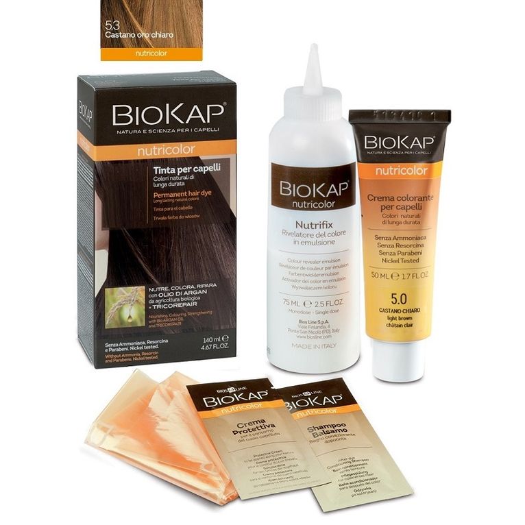 biokap nutricolor 5,3 new castano oro chiaro tinta tubo + flacone