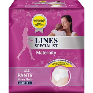 LINES SPECIALIST MATERNITY MUTANDINA ASSORBENTE PER PERDITEPOST PARTO MISURA MEDIUM 12 PEZZI
