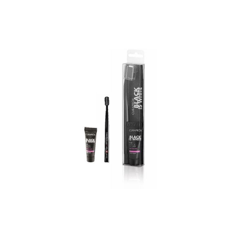 curaprox black is white dentifrici sbiancanti 1 dentifricioda 10ml + 1 spazzolino