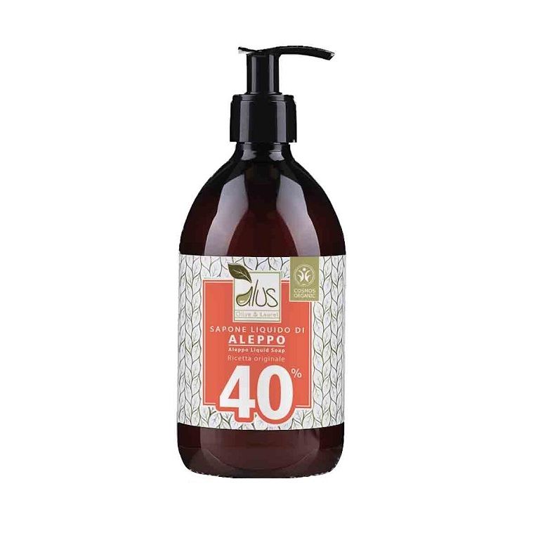 alus olive & laurel sapone liquido di aleppo 40% 500 ml