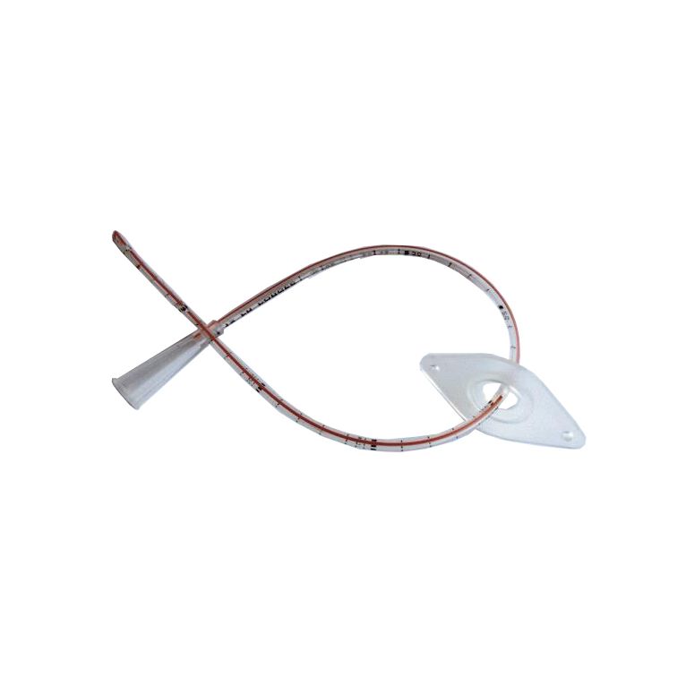 catetere ureterocutaneostomia in silicone con punta smussataflangia ovale linea radiopaca lunghezza 45 cm ch14