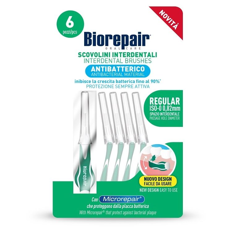 biorepair scovolini interdentali antibatterico regular iso-00,82 mm 6 pezzi