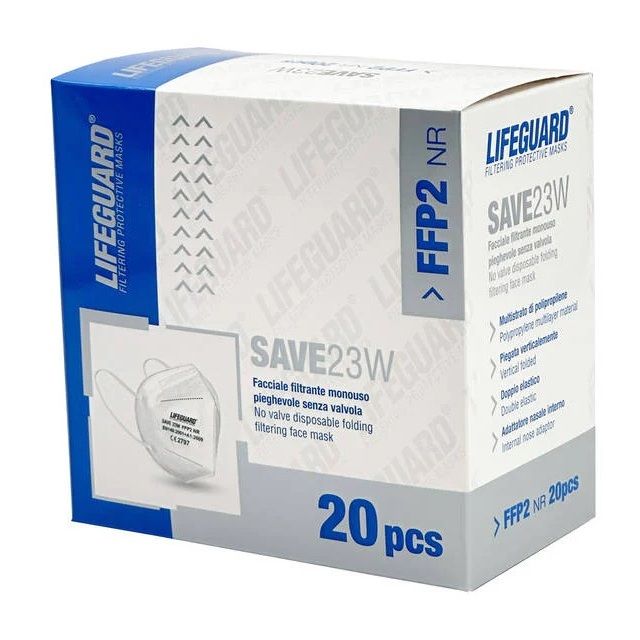 lifeguard-save-23w-facciale-filtrante-monouso-pieghevole-senza-valvola-ffp2-20-pezzi