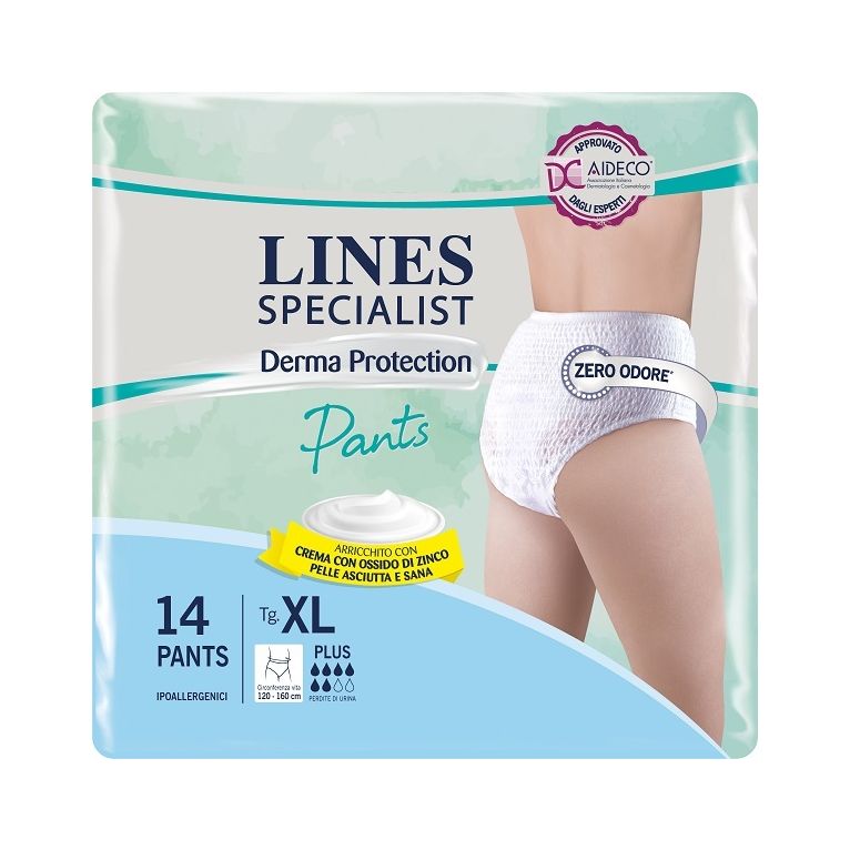 pannolone per incontinenza lines specialist derma pants plusxl 14 pezzi