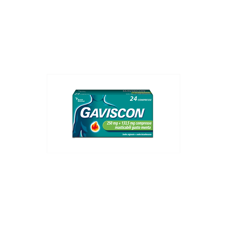 gaviscon 24 cpr mast 250 mg + 133,5 mg menta