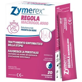 ZYMEREX REGOLA MACROGOL 4000 20 BUSTINE DA 20 ML SENZA ZUCCHERO SENZA GLUTINE SENZA LATTOSIO
