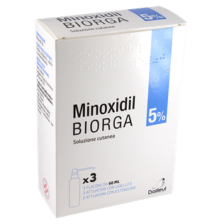 MINOXIDIL BIORGA (GMM FARMA) soluz cutanea 3 flaconi 60 ml 5% con pompa spray e applicatore