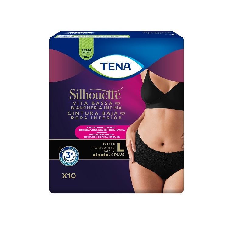 pannolone a mutandina assorbente tena silhouette noir l vitabassa 10 pezzi