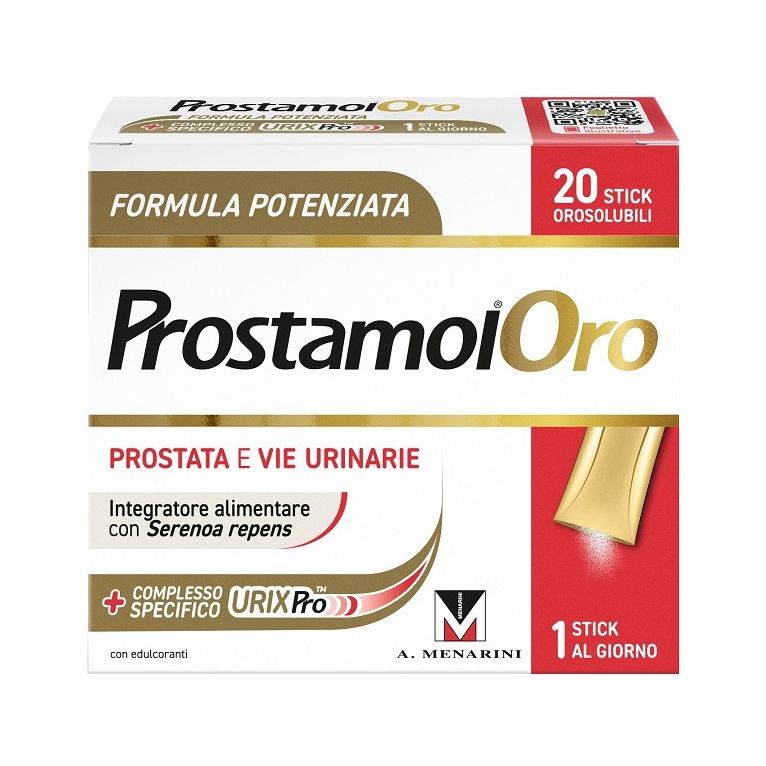 prostamol oro 20 stick orosolubili da 1,6 g gusto frutti rossi con edulcoranti senza zuccheri senza glutine naturalmenteprivo di lattosio