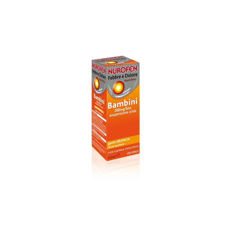 nurofen febbre e dolore orale sosp 100 ml 200 mg/5 ml arancia senza zucchero con siringa