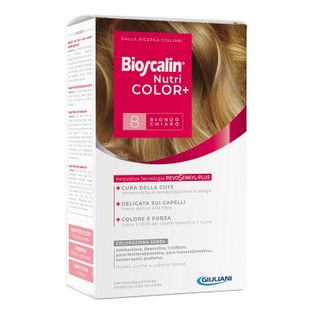 BIOSCALIN NUTRICOLOR PLUS 8 BIONDO CHIARO CREMA COLORANTE 40ML + RIVELATORE CREMA 60 ML + SHAMPOO 12 ML + TRATTAMENTO FINALE BALSAMO 12 ML