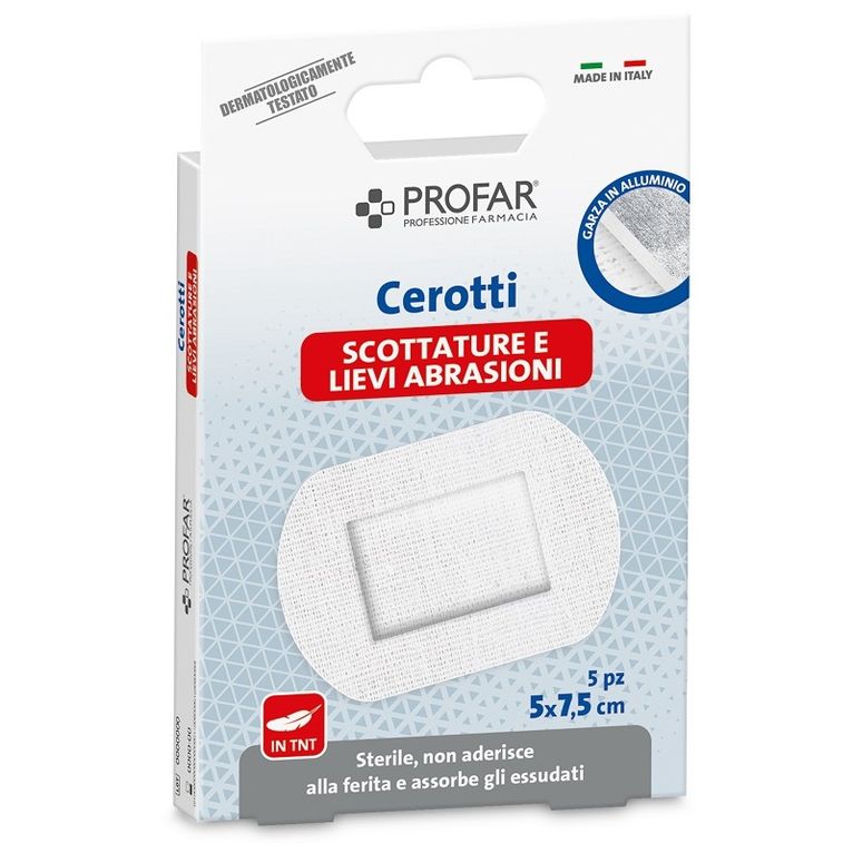 cerotti profar scottature e lievi abrasioni in tnt 5x7,5cm 5pezzi