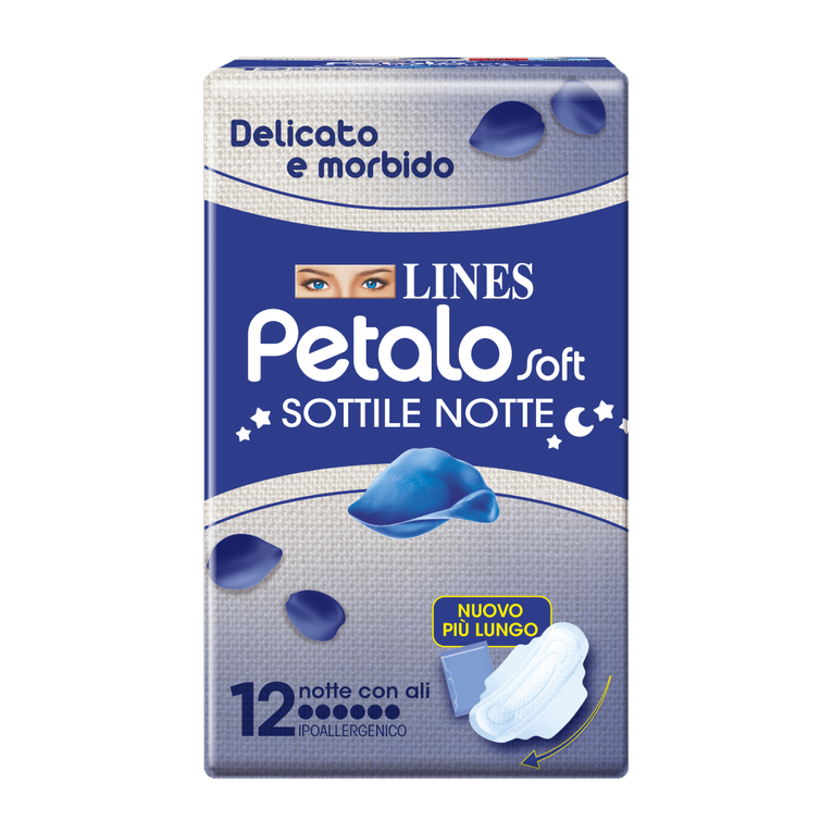 lines petalo soft sottile notte con ali ipoallergenico 12 pezzi